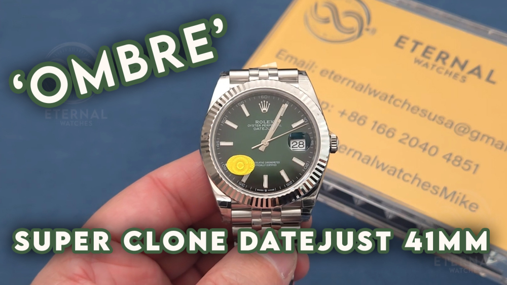 ROLEX - SUPER CLONE DateJust 126334 41mm SS/STK Green Ombre Fluted V3 VSF 3235 (Free Sprung)