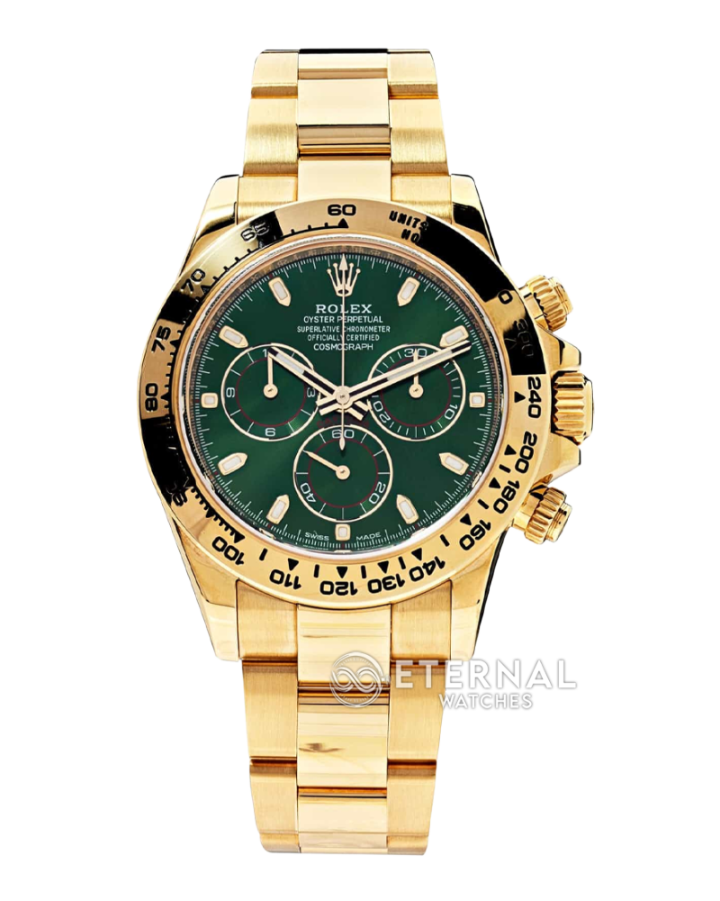 ROLEX - SUPER CLONE Daytona 116508 40mm YG Green Dial V3 4130 (Weight Adjusted)