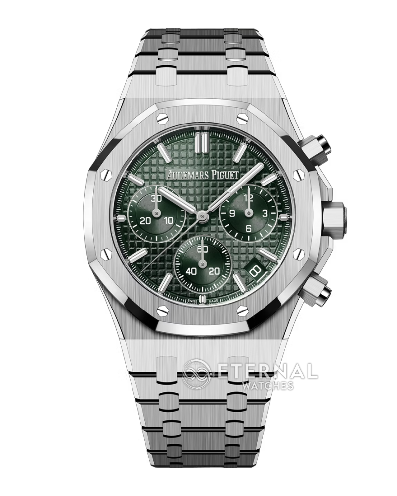 AUDEMARS PIGUET - SUPER CLONE Royal Oak Chronograph 26240ST 41mm SS/SS Green Dial ZF V2 SH4401 (Free Sprung)