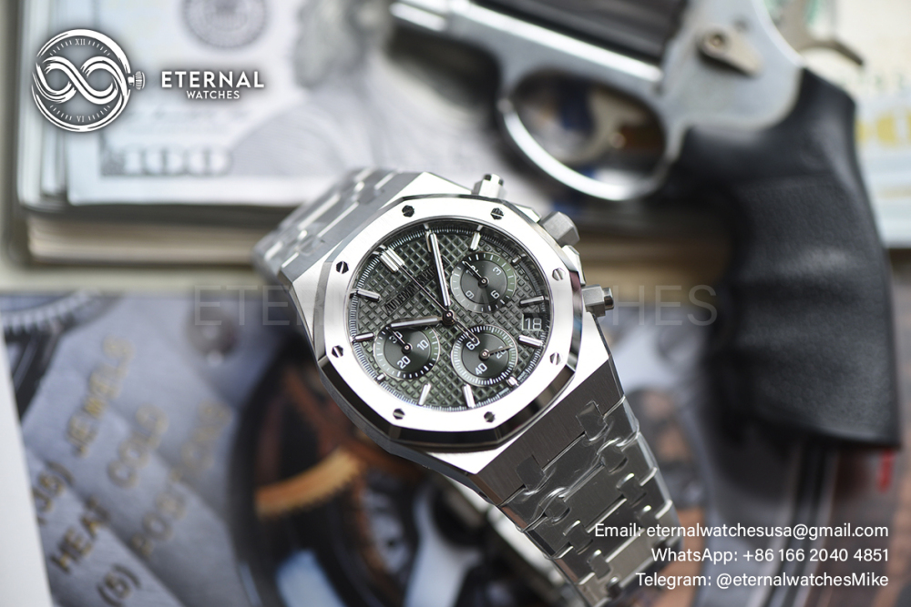 AUDEMARS PIGUET - SUPER CLONE Royal Oak Chrono 26240ST 41mm SS/SS Green Dial ZF V2 SH4401 (Free Sprung)
