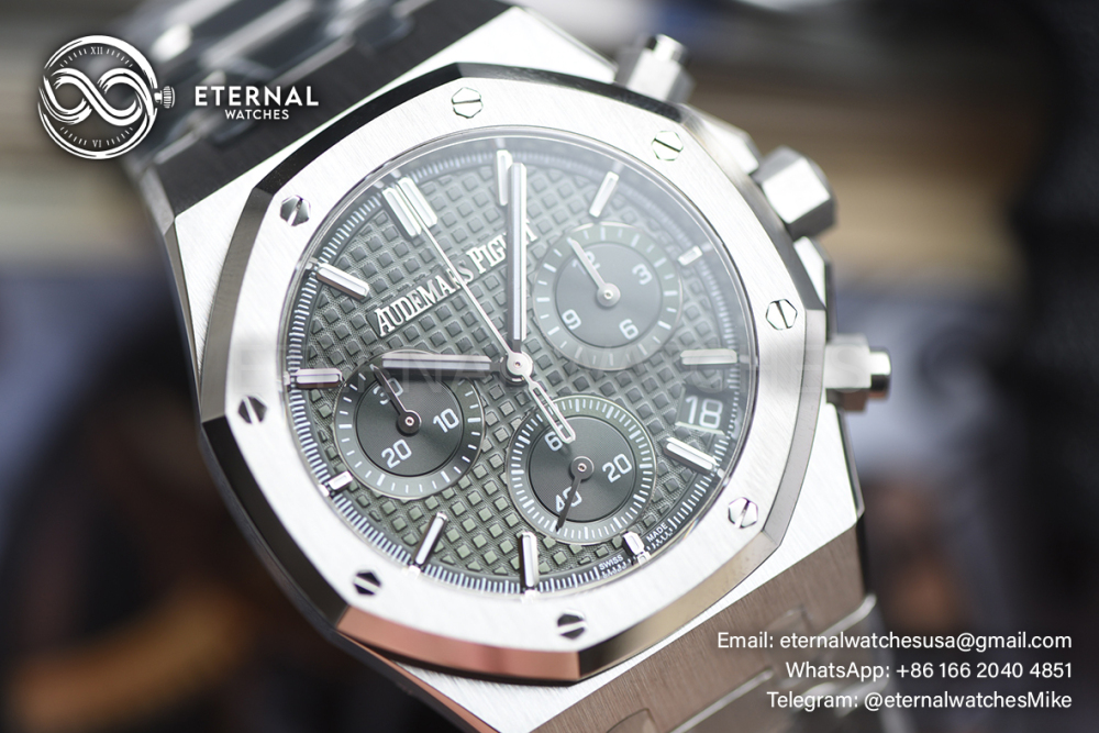 AUDEMARS PIGUET - SUPER CLONE Royal Oak Chrono 26240ST 41mm SS/SS Green Dial ZF V2 SH4401 (Free Sprung)