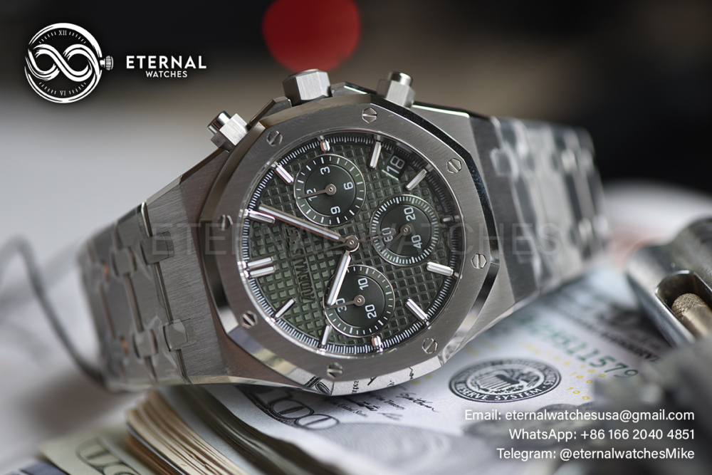 AUDEMARS PIGUET - SUPER CLONE Royal Oak Chrono 26240ST 41mm SS/SS Green Dial ZF V2 SH4401 (Free Sprung)