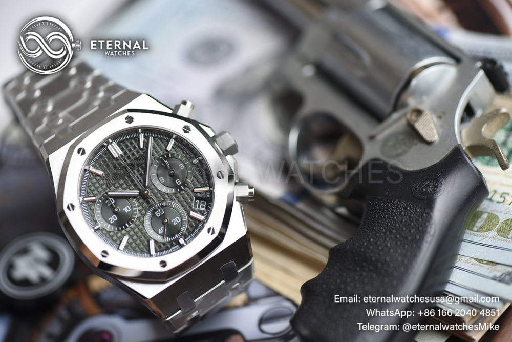 AUDEMARS PIGUET - SUPER CLONE Royal Oak Chrono 26240ST 41mm SS/SS Green Dial ZF V2 SH4401 (Free Sprung)