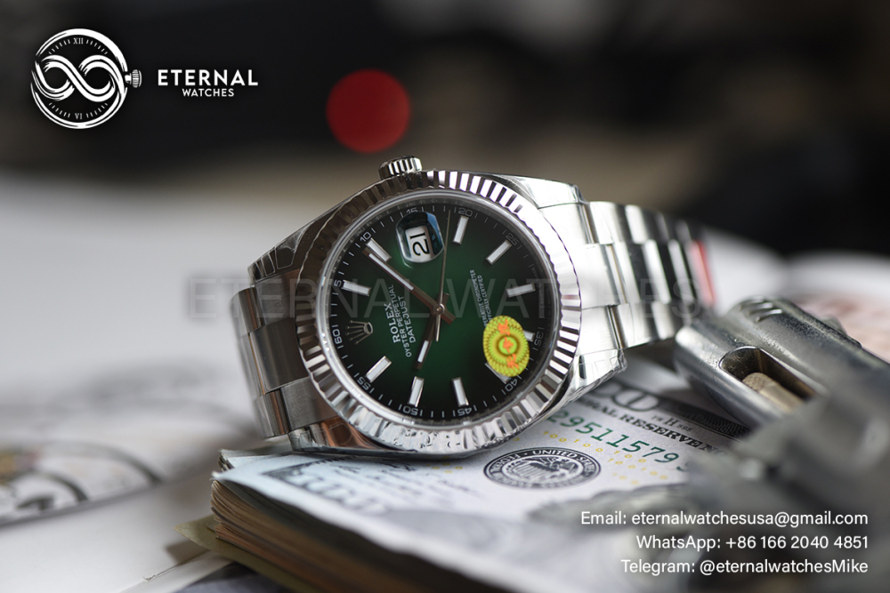 ROLEX - SUPER CLONE DateJust 126334 41mm SS/STK Green Ombre Oyster V3 VSF 3235 (Free Sprung)