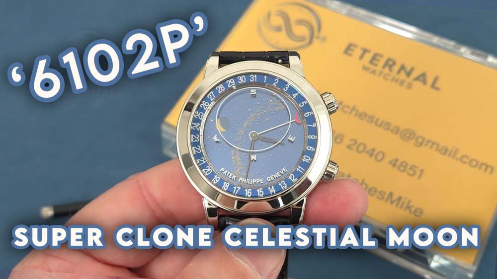 PATEK PHILIPPE - SUPER CLONE Grand Complications Celestial Moon 6102P 43mm SS/LE Black Dial PPF A240