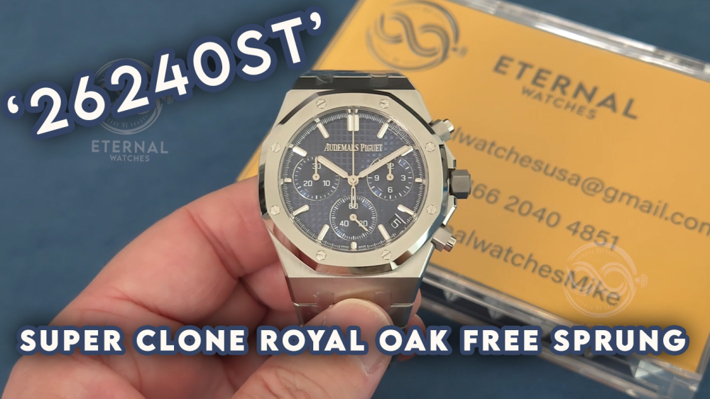 AUDEMARS PIGUET - SUPER CLONE Royal Oak Chronograph 26240ST 41mm SS/SS Blue Dial ZF V2 SH4401 (Free Sprung)