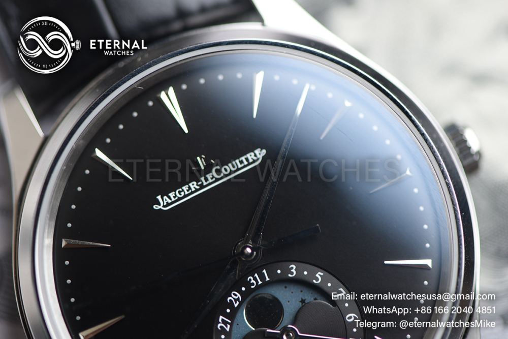 JAEGER-LECOULTRE - SUPER CLONE Master Ultra Thin Moonphase SS/LE Black/Stk APS A925