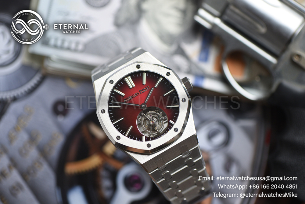 AUDEMARS PIGUET - SUPER CLONE Custom Royal Oak Flying Tourbillon 41mm SS/SS Red Ombre/Stk