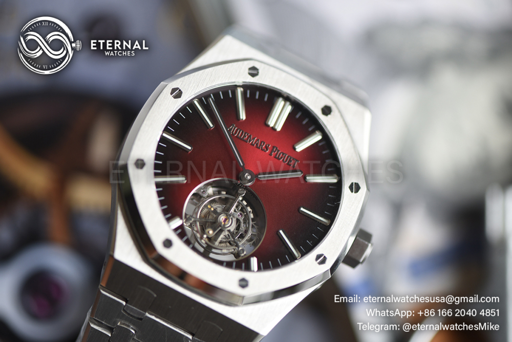 AUDEMARS PIGUET - SUPER CLONE Custom Royal Oak Flying Tourbillon 41mm SS/SS Red Ombre/Stk