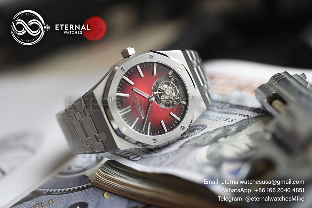 AUDEMARS PIGUET - SUPER CLONE Custom Royal Oak Flying Tourbillon 41mm SS/SS Red Ombre/Stk