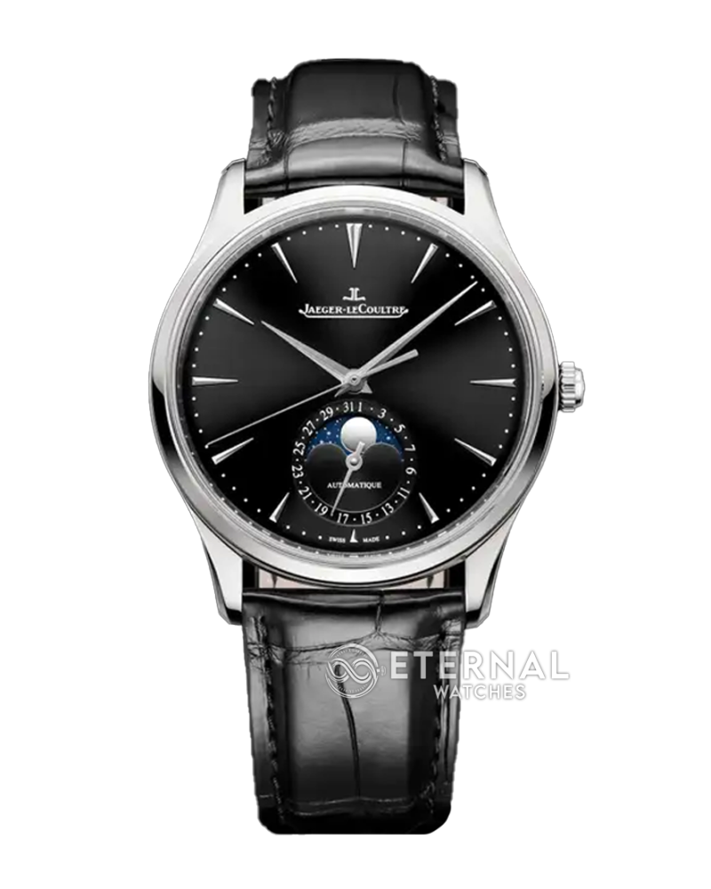 JAEGER-LECOULTRE - SUPER CLONE Master Ultra Thin Moonphase SS/LE Black/Stk APS A925