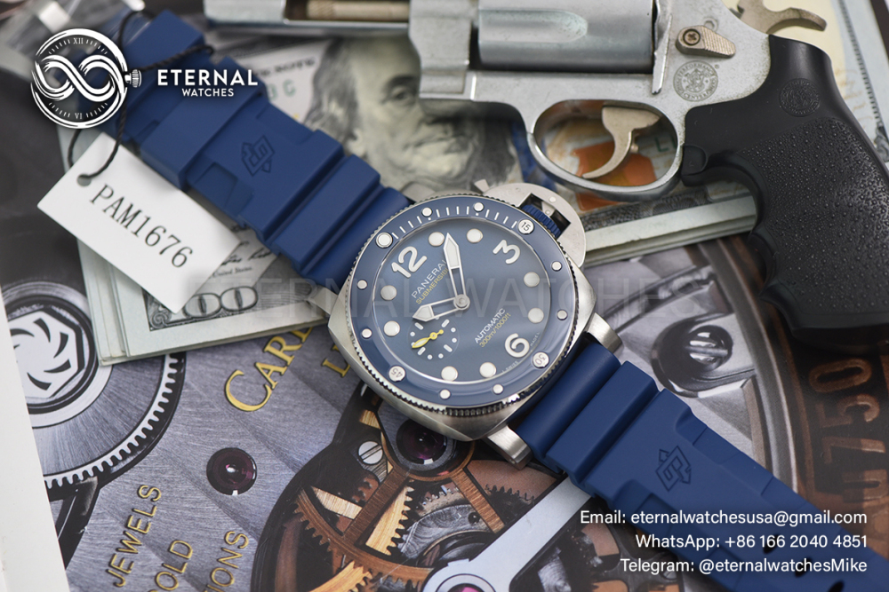 PANERAI - SUPER CLONE Submersible PAM1676 44mm SS/RU Blue Dial VSF P900