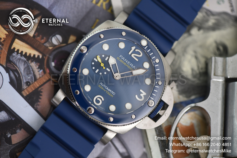 PANERAI - SUPER CLONE Submersible PAM1676 44mm SS/RU Blue Dial VSF P900