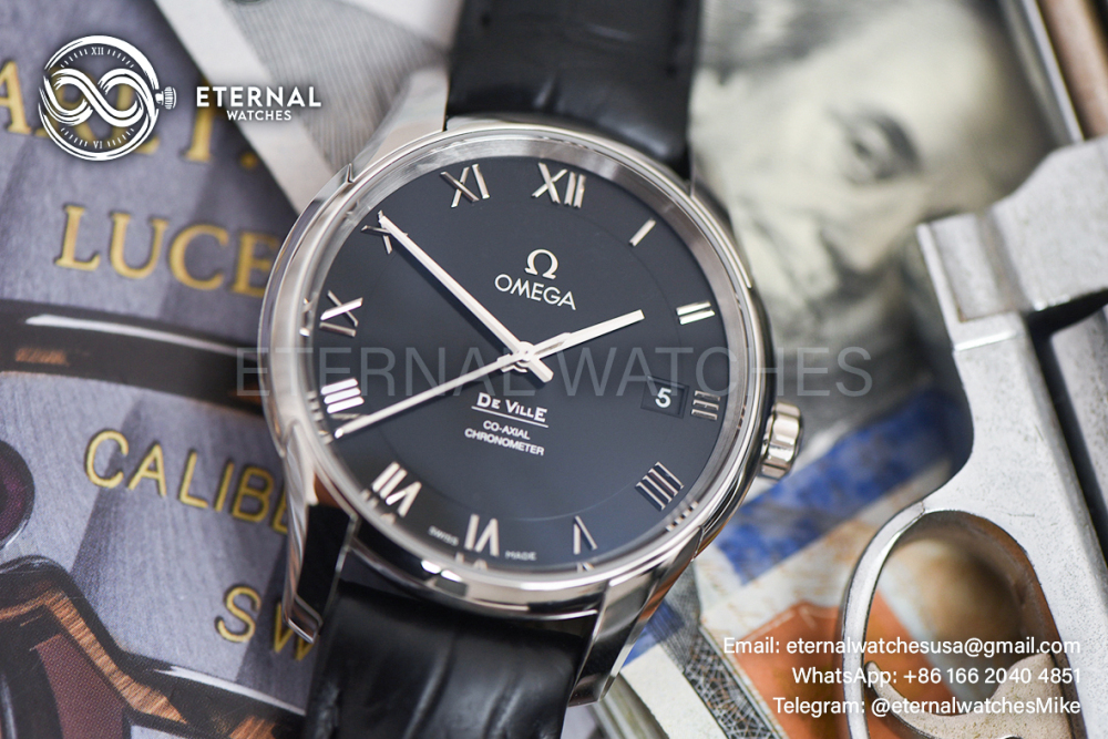 OMEGA - SUPER CLONE De Ville Mens Co-Axial SS/LE Black/Roman VSF A8500