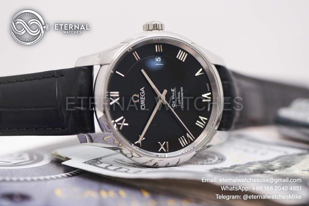 OMEGA - SUPER CLONE De Ville Mens Co-Axial SS/LE Black/Roman VSF A8500