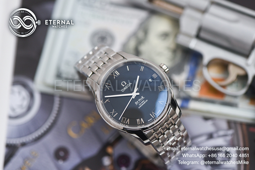 OMEGA - SUPER CLONE De Ville Mens Co-Axial SS/SS Black/Roman VSF A8500