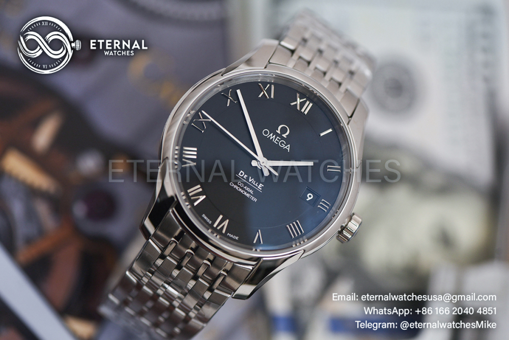 OMEGA - SUPER CLONE De Ville Mens Co-Axial SS/SS Black/Roman VSF A8500