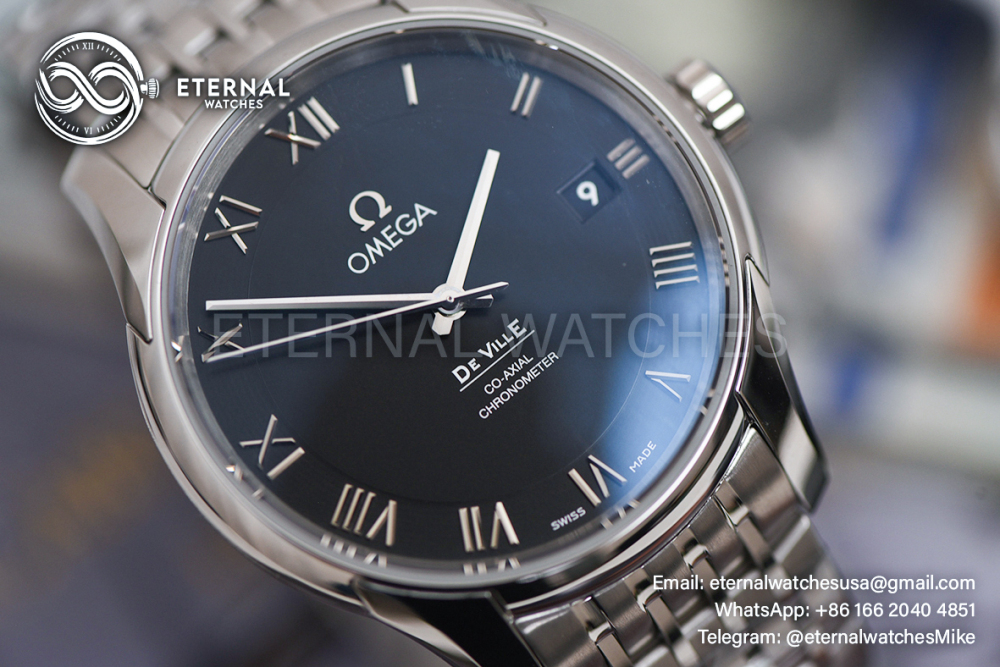 OMEGA - SUPER CLONE De Ville Mens Co-Axial SS/SS Black/Roman VSF A8500