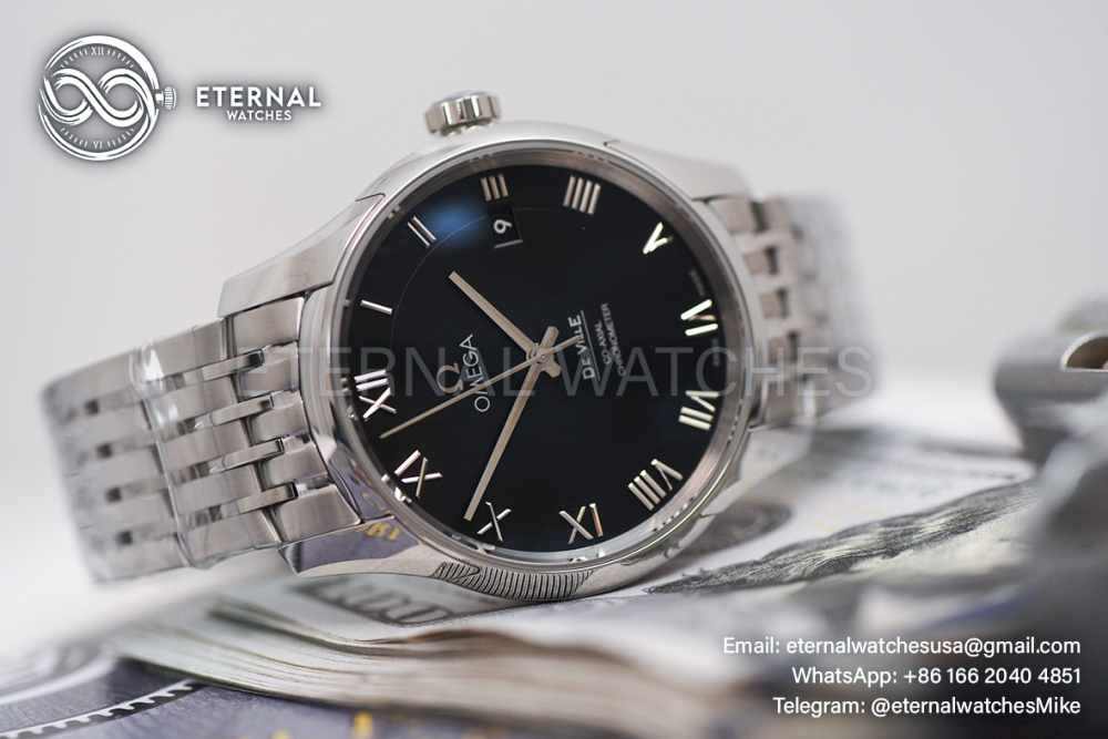 OMEGA - SUPER CLONE De Ville Mens Co-Axial SS/SS Black/Roman VSF A8500
