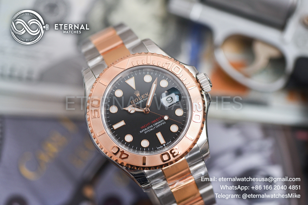 ROLEX - SUPER CLONE YachtMaster 126621 40mm RG/SS Black/Dot VSF DD3235