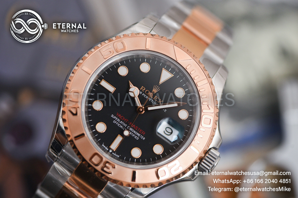 ROLEX - SUPER CLONE YachtMaster 126621 40mm RG/SS Black/Dot VSF DD3235