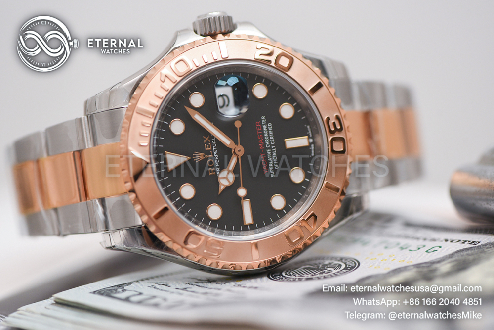 ROLEX - SUPER CLONE YachtMaster 126621 40mm RG/SS Black/Dot VSF DD3235
