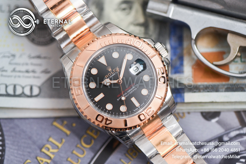 ROLEX - SUPER CLONE YachtMaster 126621 40mm RG/SS Black/Dot VSF DD3235