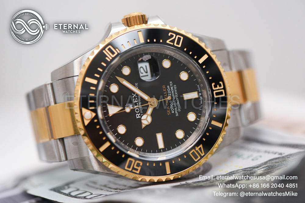 ROLEX - SUPER CLONE SeaDweller 126603 43mm YG/SS Black Dial VSF DD3235