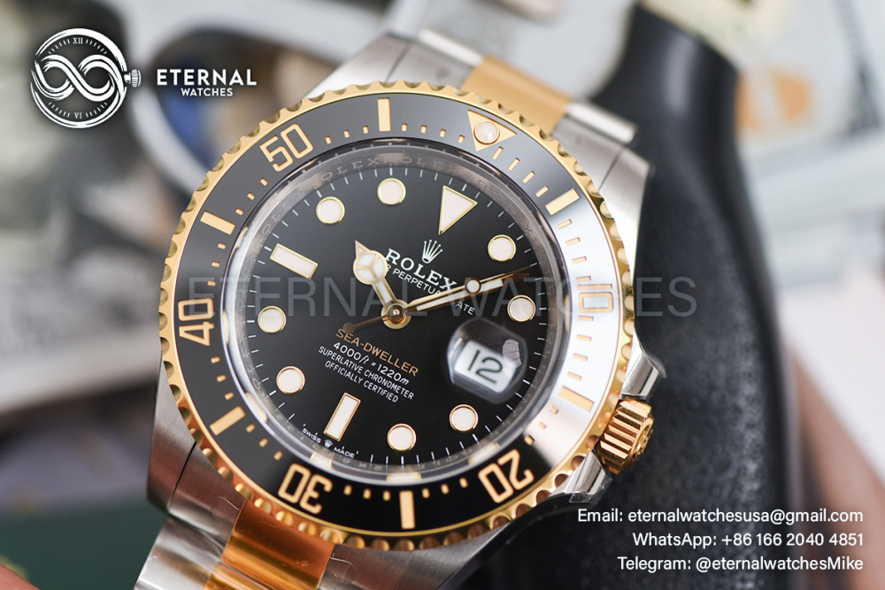 ROLEX - SUPER CLONE SeaDweller 126603 43mm YG/SS Black Dial VSF DD3235