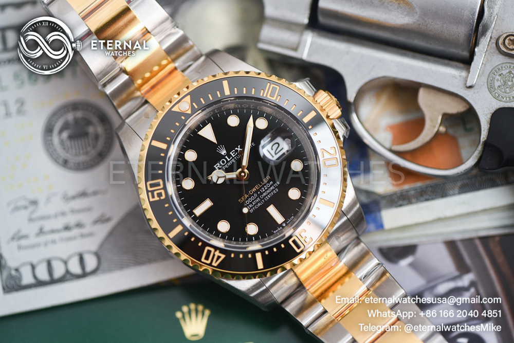 ROLEX - SUPER CLONE SeaDweller 126603 43mm YG/SS Black Dial VSF DD3235