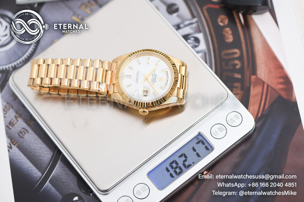 ROLEX - SUPER CLONE DayDate 228238 40mm YG/YG MOP/Dia VSF V2 DD3255 (Weight Adjusted)