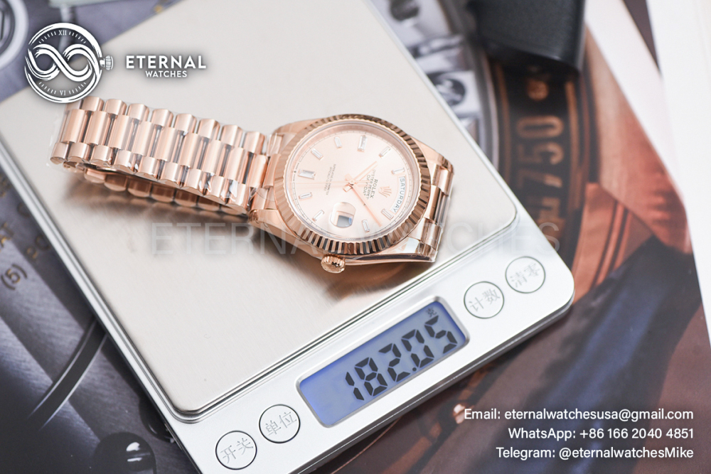 ROLEX - SUPER CLONE DayDate 228235 40mm RG/RG Champagne/Diamond VSF V2 DD3255 (Weight Adjusted)