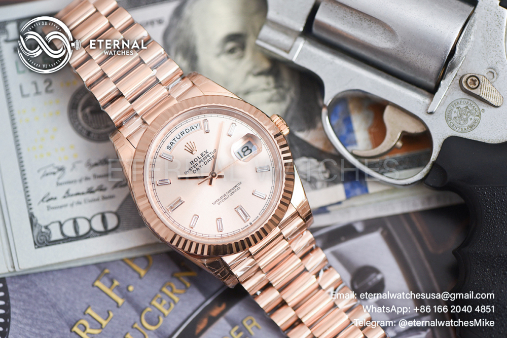 ROLEX - SUPER CLONE DayDate 228235 40mm RG/RG Champagne/Diamond VSF V2 DD3255 (Weight Adjusted)