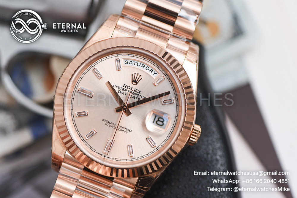 ROLEX - SUPER CLONE DayDate 228235 40mm RG/RG Champagne/Diamond VSF V2 DD3255 (Weight Adjusted)