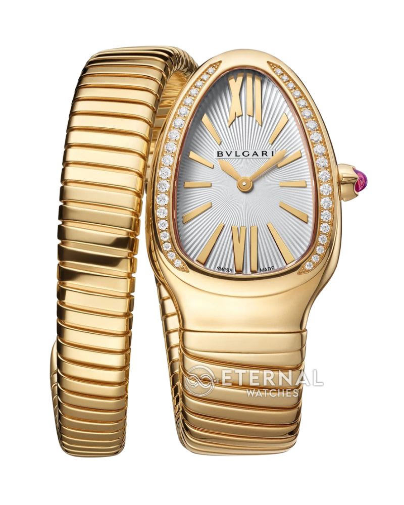 BULGARI - SUPER MOD Serpenti Spiga 35mm White/Genuine Diamonds YG/YG White Dial BVF Swiss Qtz