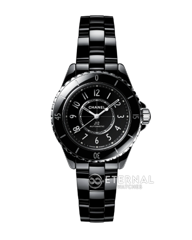 CHANEL - J12 Ladies 33mm Black Cer/Cer Black/Num XF Swiss Quartz
