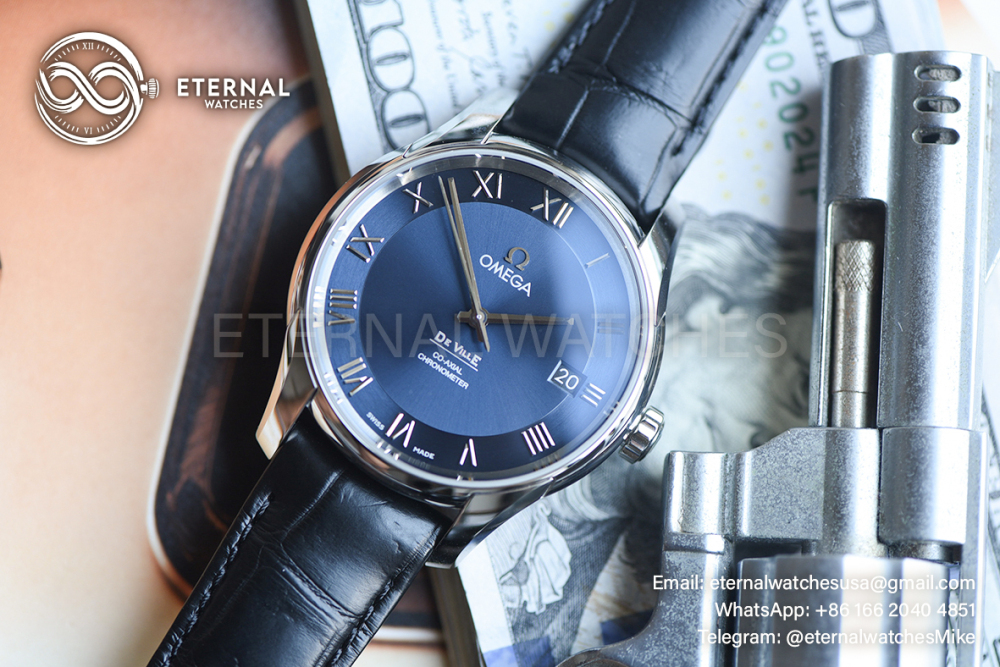 OMEGA - SUPER CLONE De Ville Mens Co-Axial SS/LE Blue/Roman VSF A8500