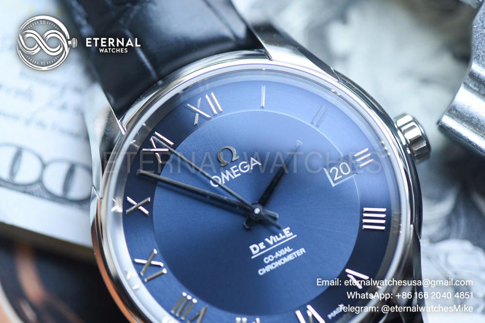 OMEGA - SUPER CLONE De Ville Mens Co-Axial SS/LE Blue/Roman VSF A8500