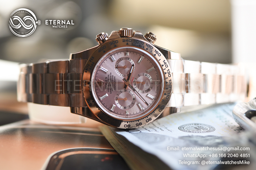 ROLEX - SUPER CLONE Daytona 116505 40mm RG/RG Champagne/Dia VSF V3 DD4130 (Weight Adjusted)
