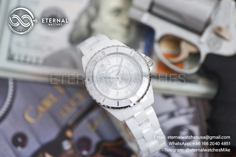 CHANEL - J12 Ladies 33mm 20th Anniversary Cer/Cer White/Num XF Swiss Quartz