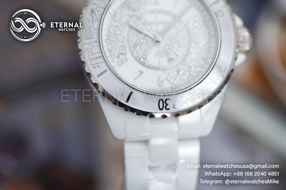 CHANEL - J12 Ladies 33mm 20th Anniversary Cer/Cer White/Num XF Swiss Quartz