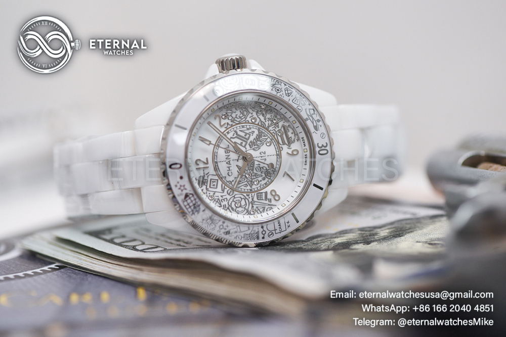 CHANEL - J12 Ladies 33mm 20th Anniversary Cer/Cer White/Num XF Swiss Quartz
