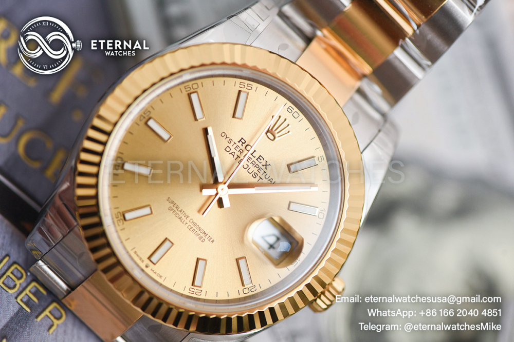 ROLEX - SUPER CLONE DateJust 126333 41mm YG Two Tone/STK Oyster V2 VSF 3235 (Weight Adjusted)