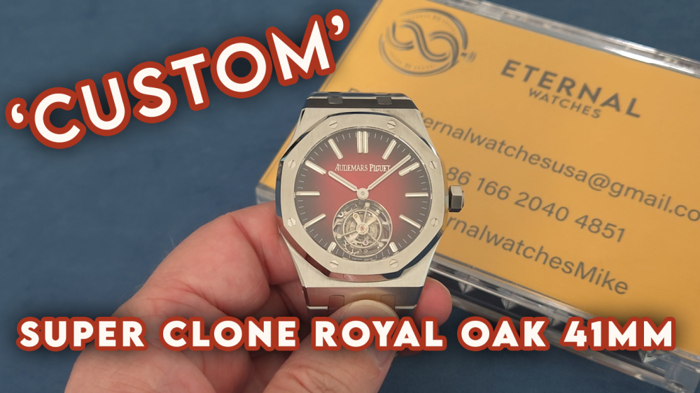 AUDEMARS PIGUET - SUPER CLONE Custom Royal Oak Flying Tourbillon 41mm SS/SS Red Ombre/Stk