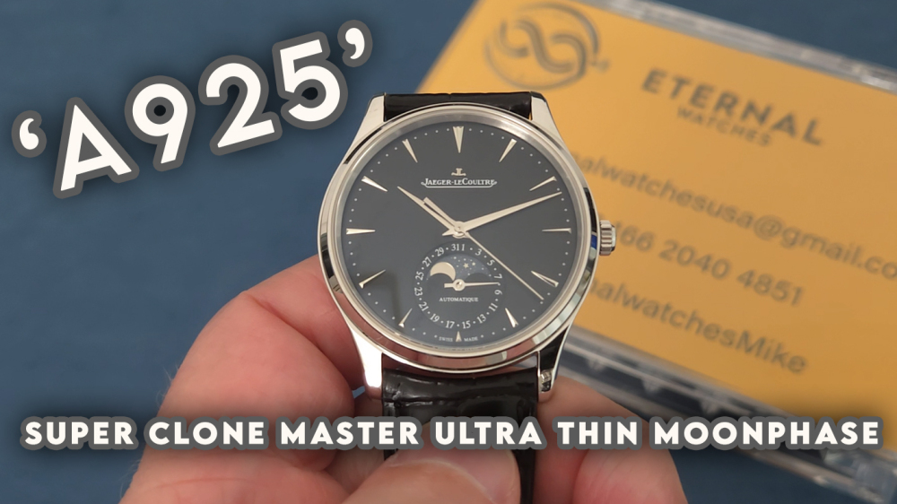 JAEGER-LECOULTRE - SUPER CLONE Master Ultra Thin Moonphase SS/LE Black/Stk APS A925