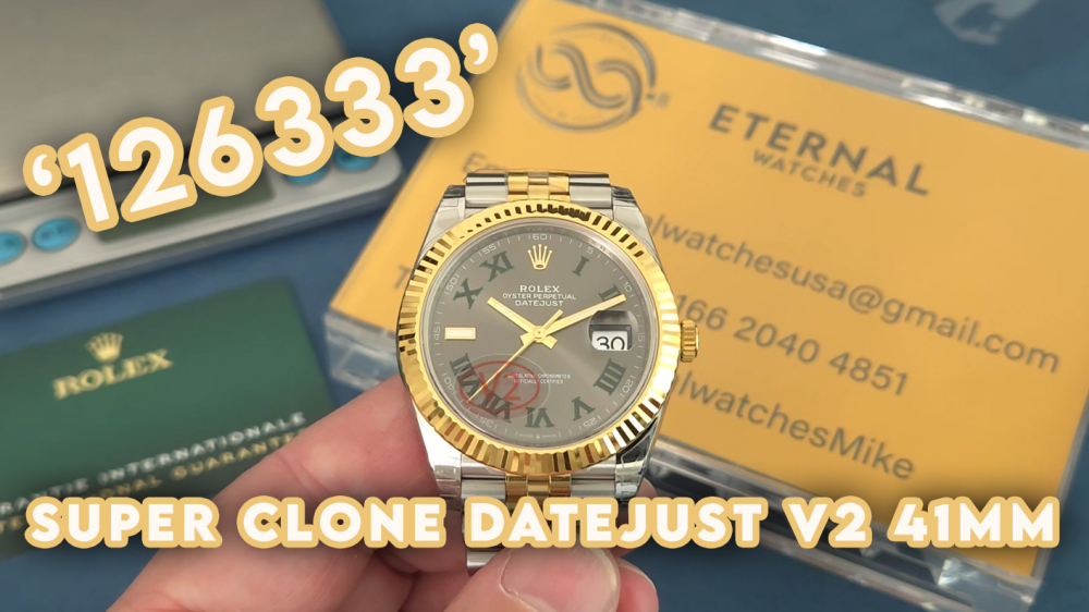 ROLEX - SUPER CLONE DateJust 126333 41mm YG Two Tone/STK Wimbledon V2 VSF 3235