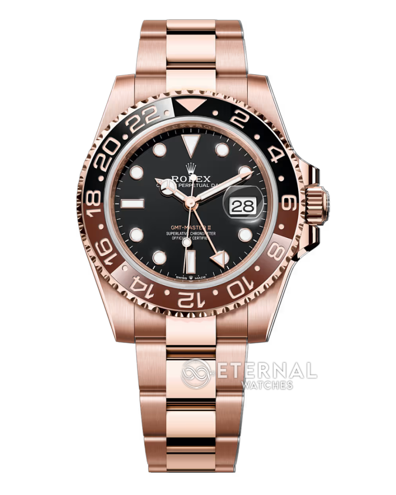 ROLEX - SUPER CLONE GMT Master II 126715 CHNR Oyster 904L RG/RG Black Dial CLEAN VR3186