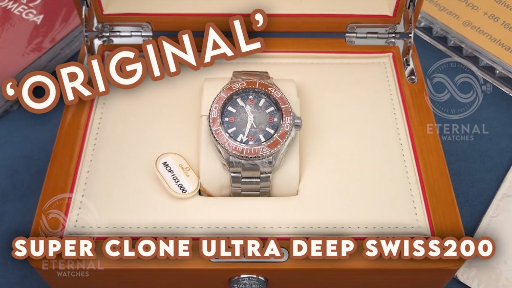 OMEGA - SUPER CLONE Planet Ocean Ultra Deep 45.5mm SS/SS Grey Ombre Dial (Original Set)