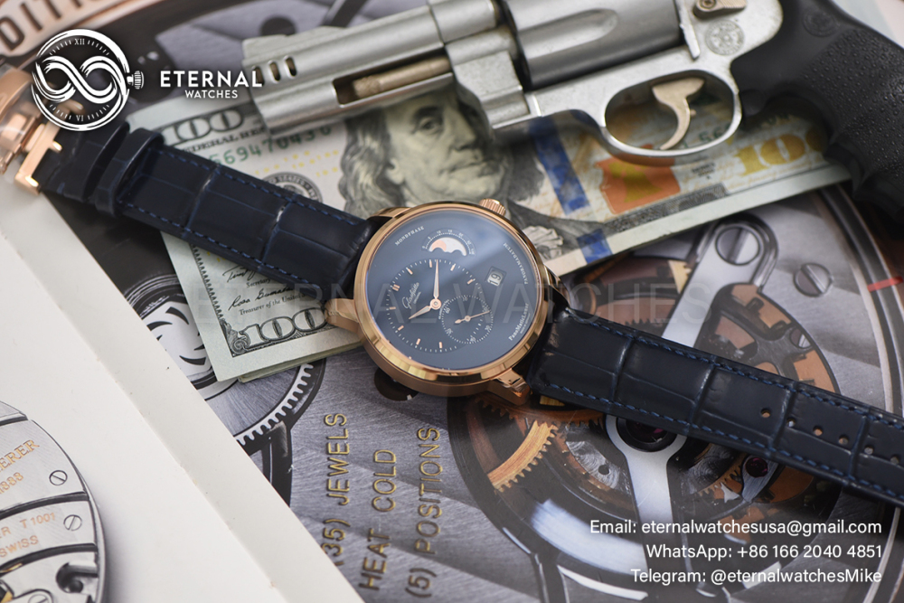 GLASHUTTE - Panomatic Lunar SS/LE Wht/Stk TZF A23J Mod