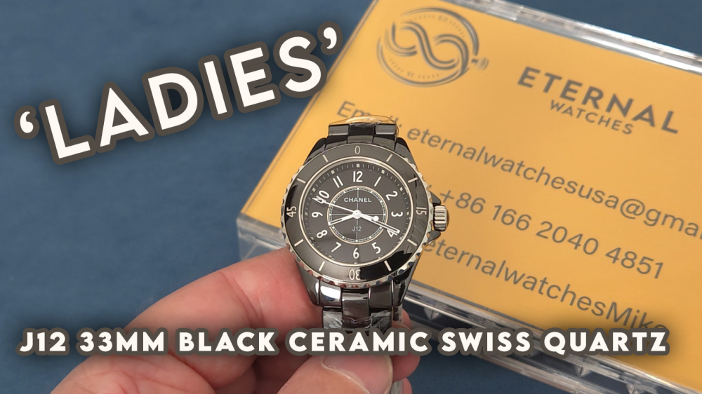 CHANEL - J12 Ladies 33mm Black Cer/Cer Black/Num XF Swiss Quartz